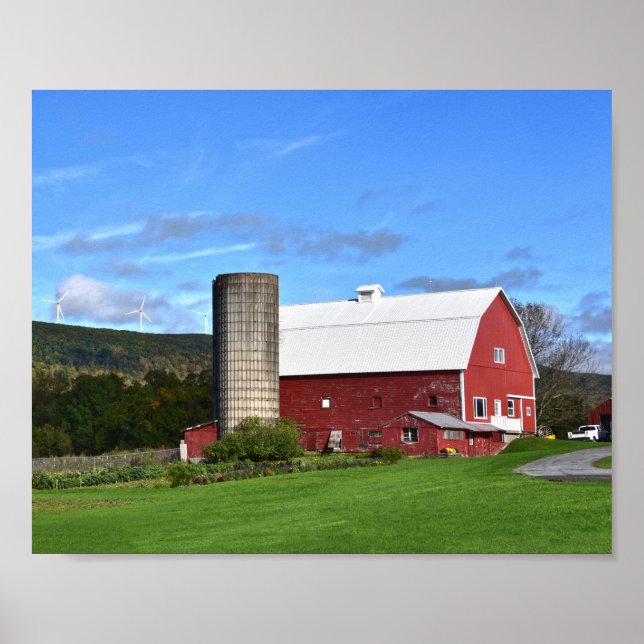 Pennsylvania Red Barn and Wind Turbines Poster (Front)