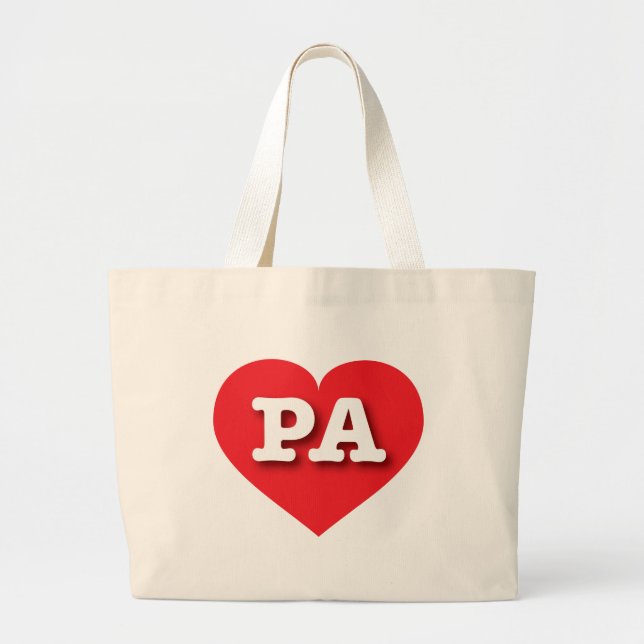 Pennsylvania Red Heart - I love PA Large Tote Bag (Front)