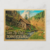 Pennsylvania Save The Date Rustic Cabin Mill
