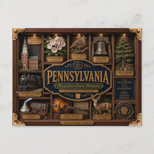Pennsylvania Shadow Box 3D Figurine State Postcard