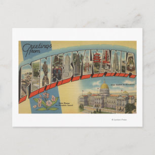 Pennsylvania (State Capital/Flower) 2 Postcard