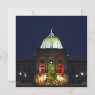 Pennsylvania State Capitol Christmas Tree Lights Holiday Card