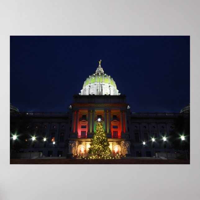 Pennsylvania State Capitol Christmas Tree Lights Poster (Front)