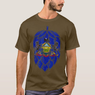 Pennsylvania State Flag Craft Beer Hop Cone T-Shirt