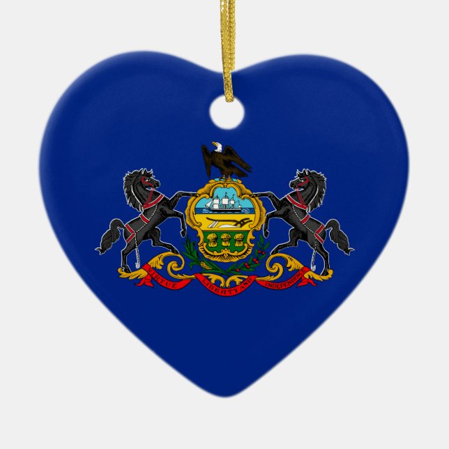 Pennsylvania State Flag Design Ceramic Tree Decoration (Front)