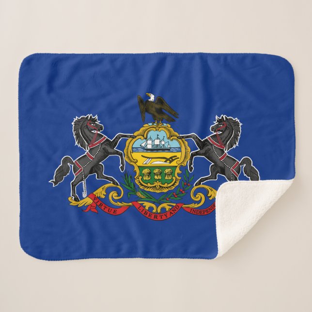 Pennsylvania State Flag Sherpa Blanket (Front (Horizontal))
