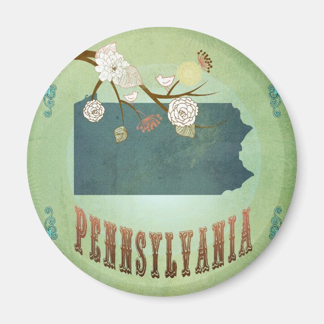 Pennsylvania State Map – Green Magnet (Front)
