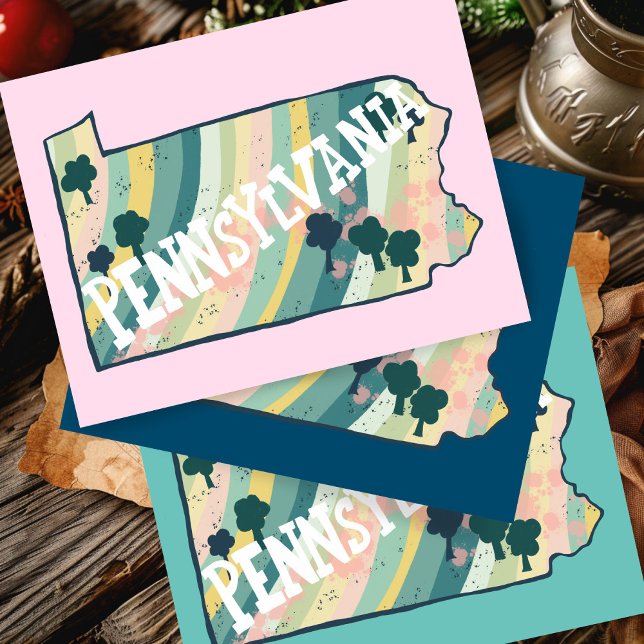 Pennsylvania State Map Illustrated Bold Colourful Postcard (Pennsylvania State Map Illustrated Bold Colorful Postcard
)