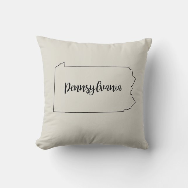 Pennsylvania State Map Throw Pillow (Front)