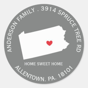 PENNSYLVANIA State    New Address Label Sticker