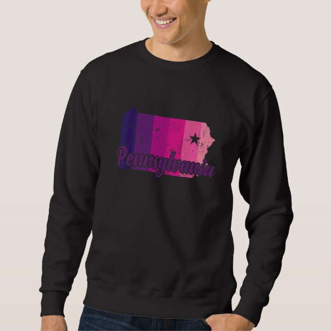 Pennsylvania State Outline Map Usa Sweatshirt (Front)
