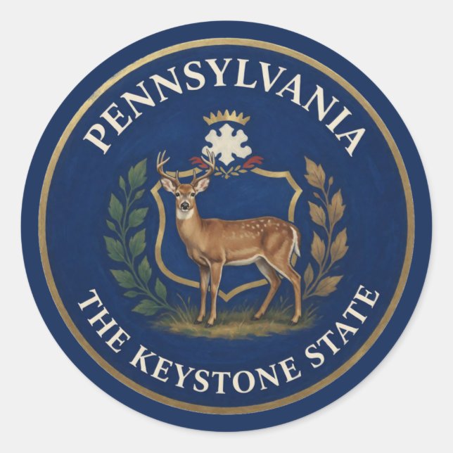 Pennsylvania State Pride Classic Round Sticker (Front)