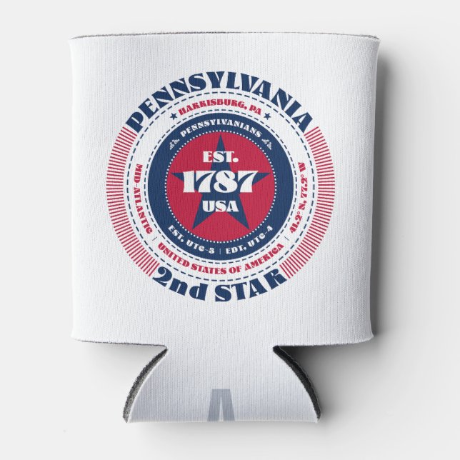 Pennsylvania State Pride Personalised Monogram Can Cooler (Front)