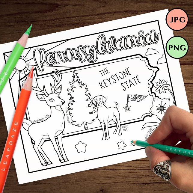 pennsylvania state shape dog flower colouring page (Creator Uploaded)