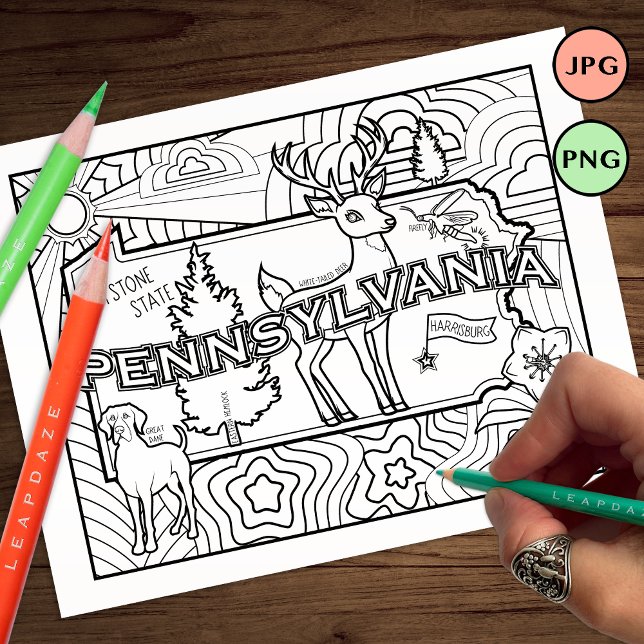 pennsylvania state shape dog flower colouring page (Creator Uploaded)