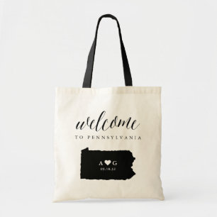 Pennsylvania State Silhouette Wedding Welcome Tote Bag
