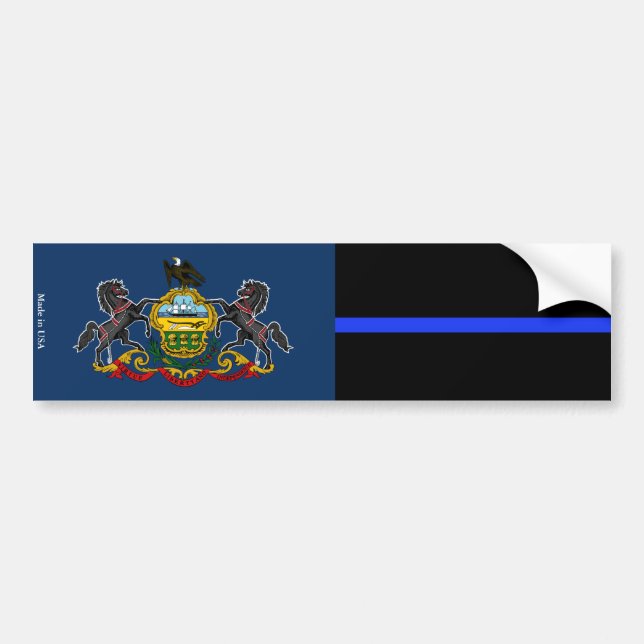 Pennsylvania Thin Blue Line Flag Bumper Sticker (Front)