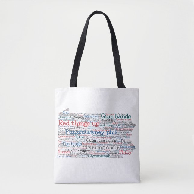 Pennsylvania USA Slang Word Art Map Tote Bag (Front)