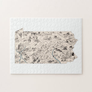 Pennsylvania Vintage Picture Map Jigsaw Puzzle