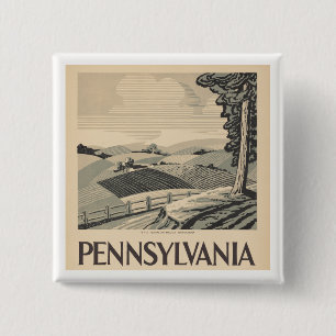 Pennsylvania - Vintage WPA Poster - Farm and Field 15 Cm Square Badge