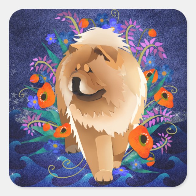 PENNY 4 UR THOUGHTS Chow waves- choose size/style  Square Sticker (Front)