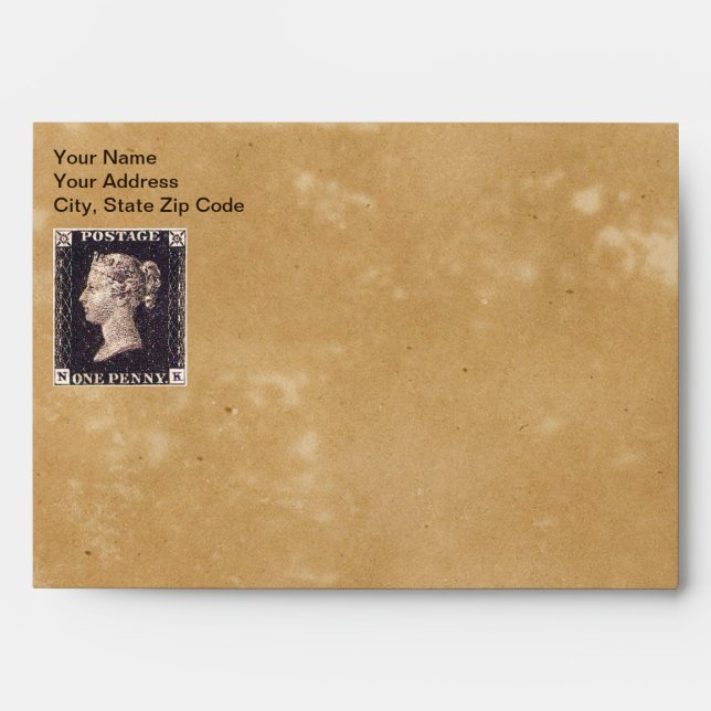 Penny Black Postage Stamp Envelope (Front)