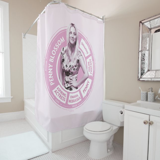 Penny Blossom Info Graphic Shower Curtain (In Situ)