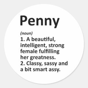 Penny Definition Personalised Name Funny Christmas Classic Round Sticker