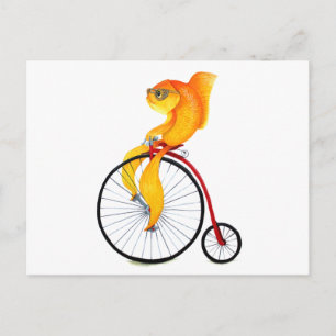Penny Farthing Fish Postcard