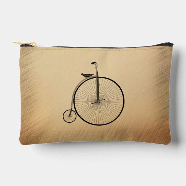 Penny-Farthing High-Wheel Antique Bicycle Rustic Accessory Pouch (Front)