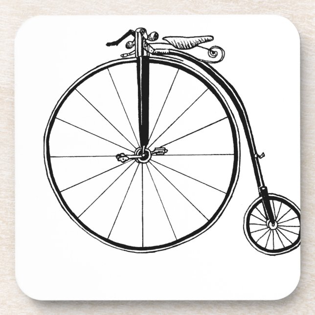 Penny Farthing Vintage Bicycle Illustration Coaster (Front)
