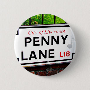 Penny Lane sign from the city of Liverpool England 6 Cm Round Badge