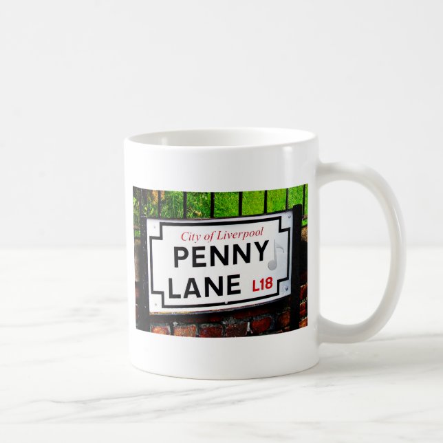 Penny Lane sign from the city of Liverpool England Coffee Mug (Right)