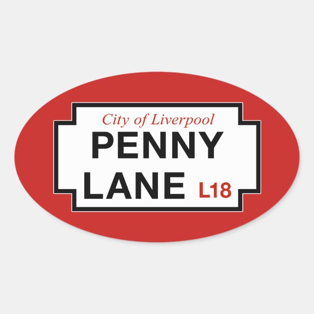 Penny Lane, Street Sign, Liverpool, UK Oval Sticker (Front)