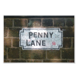Penny Lane Street Sign, Liverpool UK Photo Print