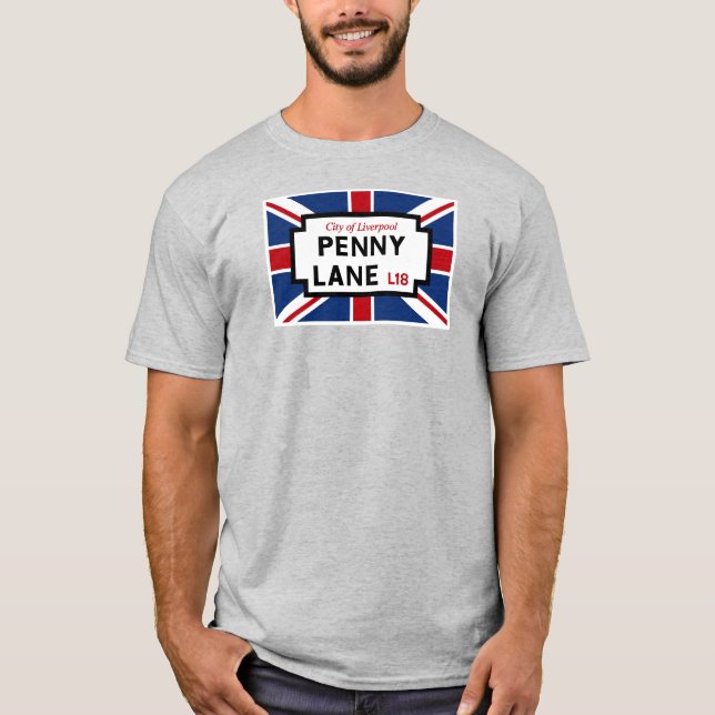 Penny Lane Street Sign With Union Jack T-Shirt (Front)