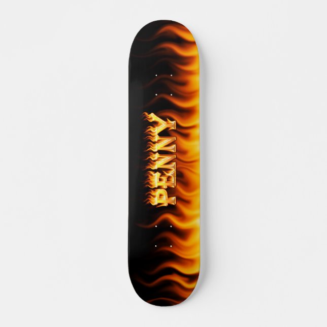 Penny skateboard fire and flames design. (Front)