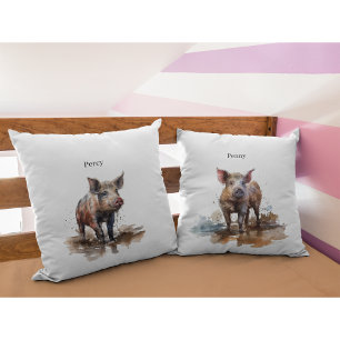 Penny the Playful Piglet, custom Cushion