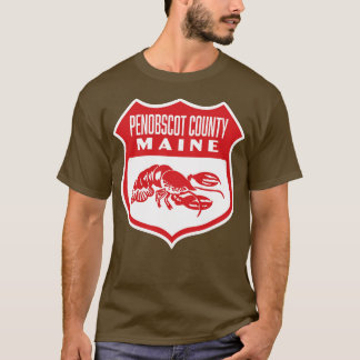 Penobscot County Maine Retro Shield Red T-Shirt