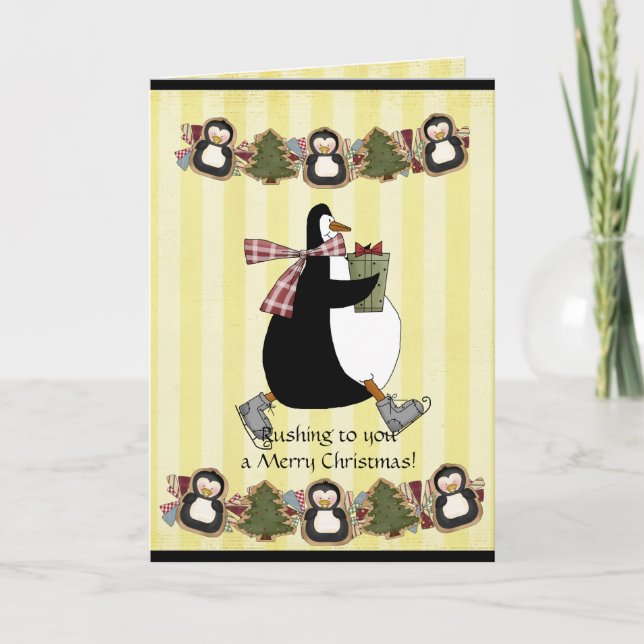 Penquin Christmas greeting card (Front)