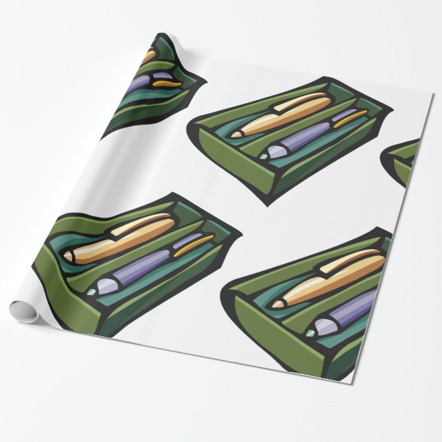 Pens In A Box Wrapping Paper (Unrolled)