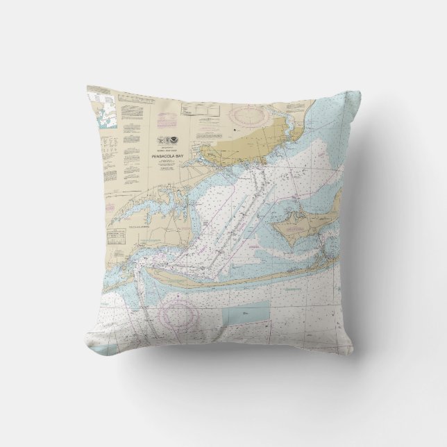 Pensacola Bay Nautical Chart 11383 Cushion (Front)