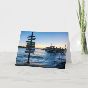 Pensacola Bay Sign Sunset By Dock Greeting Card