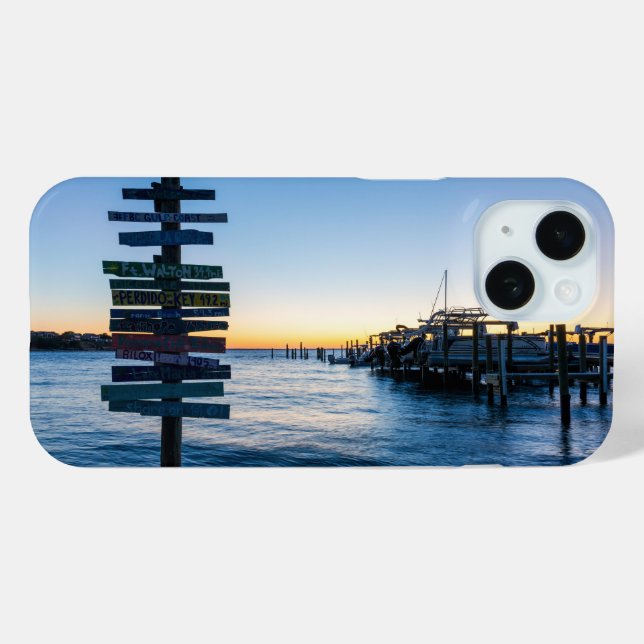 Pensacola Bay Sign Sunset By Dock iPhone Case (Back (Horizontal))