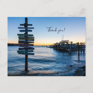 Pensacola Bay Sign Sunset By Dock Thank U Postcard