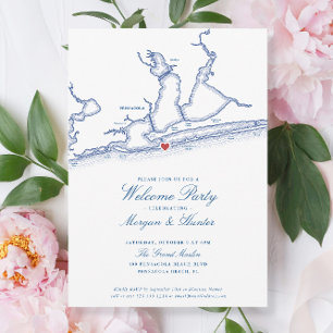 Pensacola Beach FL Elegant Wedding Welcome Party Invitation