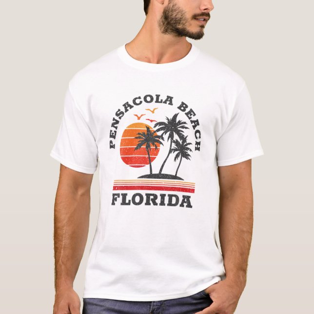 Pensacola Beach Florida Retro Souvenir Gift T-Shirt (Front)