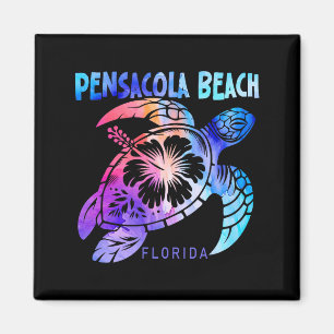 Pensacola Beach Florida Sea Turtle Tie Dye Hibiscu Magnet