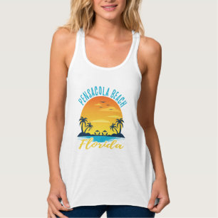 Pensacola Beach Florida Sunset Retro Vacation Singlet