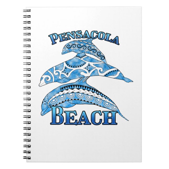 Pensacola Beach Florida Vacation Tribal Dolphins Notebook (Front)